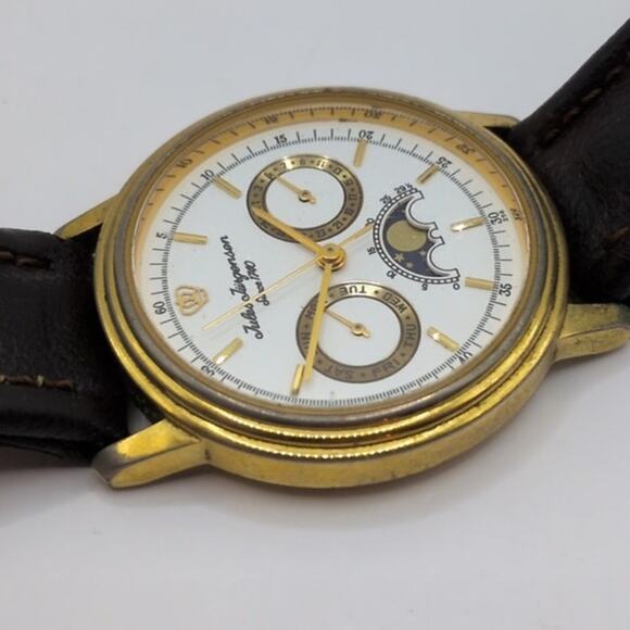 Vintage Jules Jurgensen Moonphase Triple Date Quartz Wristwatch  *Needs Battery main image 6